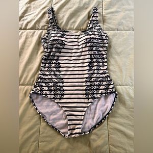 NWOT Boden Women 1pc Swimsuit ~Off White/Navy Stripes Sz 10 US